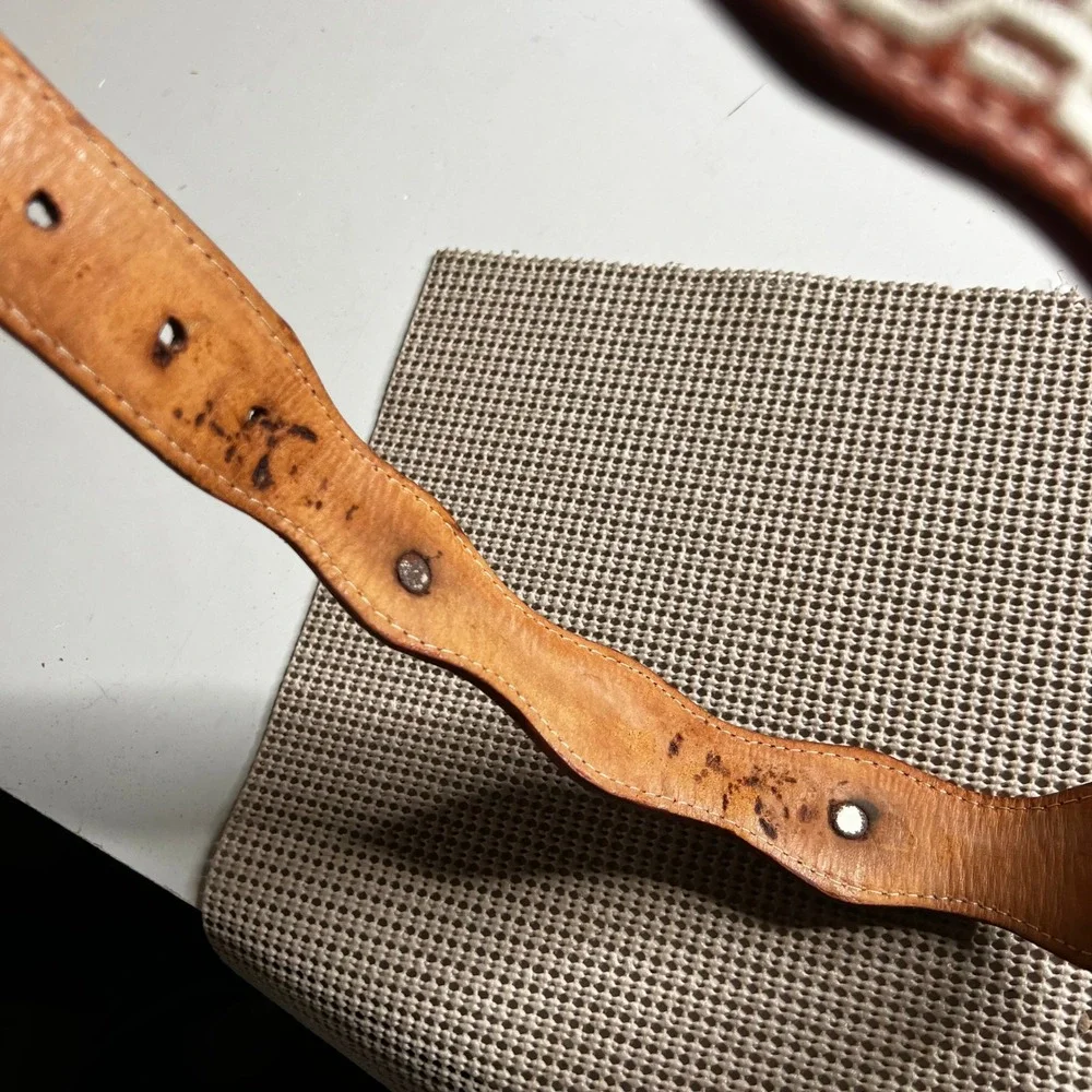 Vintage Mexican Piteado Leather Belt 34 Brown Embroidered Concho Western Star